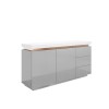 Grey &amp; White Gloss Sideboard with Brass Inlay - Vivienne