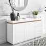 Large White High Gloss Sideboard with Brass Inlay - Vivienne