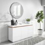 Large White High Gloss Sideboard with Brass Inlay - Vivienne