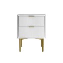 VLC001A Modern Ribbed White High Gloss 2 Drawer Bedside Table - Valencia