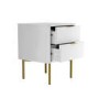 Modern Ribbed White High Gloss 2 Drawer Bedside Table - Valencia