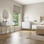 Modern Ribbed White High Gloss 2 Drawer Bedside Table - Valencia