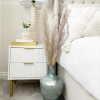 White and Gold High Gloss 2 Drawer Bedside Table with Legs - Valencia