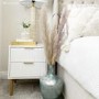 Modern Ribbed White High Gloss 2 Drawer Bedside Table - Valencia
