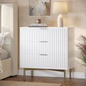 VLC002A High Gloss White and Gold Chest of 3 Drawers - Valencia