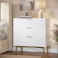 High Gloss White and Gold Chest of 3 Drawers - Valencia High Gloss White and Gold Chest of 3 Drawers - Valencia