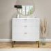 High Gloss White and Gold Chest of 3 Drawers - Valencia