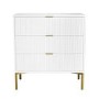 High Gloss White and Gold Chest of 3 Drawers - Valencia