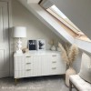 Wide White High Gloss Chest of 6 Drawers with Legs - Valencia