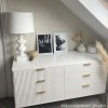 Wide White High Gloss Chest of 6 Drawers with Legs - Valencia