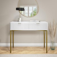 ONLY OPENED - White Gloss Dressing Table with 2 Drawers - Valencia