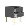 Dark Grey High Gloss 2 Drawer Bedside Table with Legs - Valencia