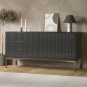 VLC007A Wide Dark Grey High Gloss Chest of 6 Drawers with Gold Legs - Valencia