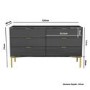 Dark Grey High Gloss Wide Chest 6 Drawers with Gold Legs - Valencia