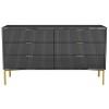 Wide Dark Grey High Gloss Chest 6 Drawers with Legs - Valencia