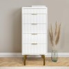 Tall Narrow White High Gloss Chest of 5 Drawers with Mirror - Valencia