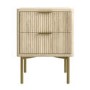 Oak and Gold Ribbed 2 Drawer Bedside Table with Legs - Valencia