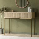 VLC012 Oak and Gold Ribbed Dressing Table with Storage Drawers - Valencia