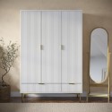 VLC015 White Gloss 3-Door Wardrobe with 2 Drawers - Valencia