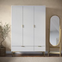 White Gloss 3-Door Wardrobe with 2 Drawers - Valencia White Gloss 3-Door Wardrobe with 2 Drawers - Valencia