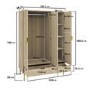 Oak and Gold Ribbed 3 Door Triple Wardrobe with 2 Drawers - Valencia