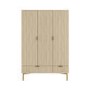 Oak and Gold Ribbed 3 Door Triple Wardrobe with 2 Drawers - Valencia