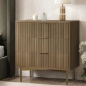 VLC021 Dark Wood Ribbed 3 Drawer Chest of Drawers - Valencia
