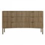 Wide Dark Wood Ribbed 6 Drawer Chest of Drawers with Bronze Legs - Valencia