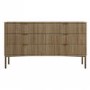 Wide Dark Wood Ribbed Chest of 6 Drawers with Gold Legs - Valencia
