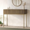 VLC023 Dark Wood Ribbed Dressing Table with Storage Drawers - Valencia