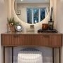 Dark Wood Ribbed Dressing Table with Storage Drawers - Valencia