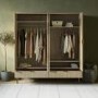 Light Oak Ribbed 4 Door Wardrobe with 2 Drawers - Valencia 