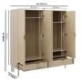 Light Oak Ribbed 4 Door Wardrobe with 2 Drawers - Valencia 