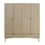 Light Oak Ribbed 4 Door Wardrobe with 2 Drawers - Valencia 