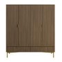 Dark Oak Ribbed 4 Door Wardrobe with 2 Drawers - Valencia 