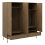 Dark Oak Ribbed 4 Door Wardrobe with 2 Drawers - Valencia 