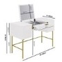 White Ribbed Dressing Table with Storage and Fold-Out Mirror - Valencia 