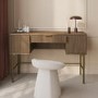 Dark Oak Ribbed Dressing Table with Storage and Fold-Out Mirror - Valencia 