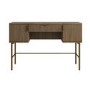 Dark Oak Ribbed Dressing Table with Storage and Fold-Out Mirror - Valencia 