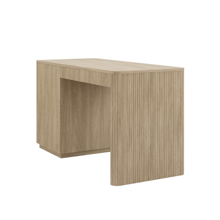 Light Oak Ribbed Office Desk with 3 Drawers - Valencia 