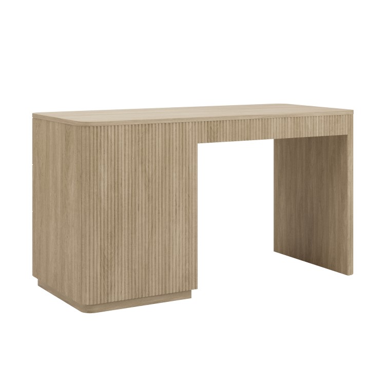 Light Oak Ribbed Office Desk with 3 Drawers - Valencia 