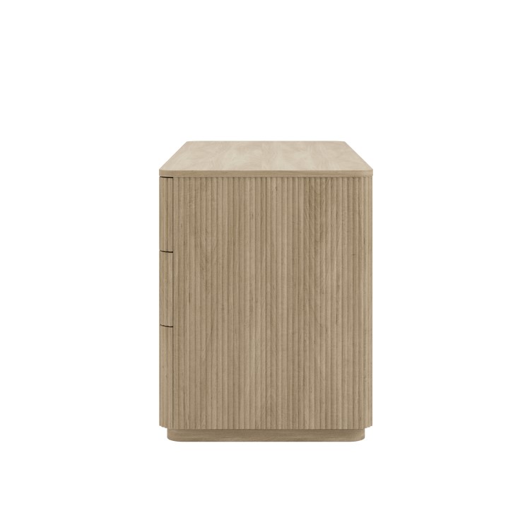 Light Oak Ribbed Office Desk with 3 Drawers - Valencia 