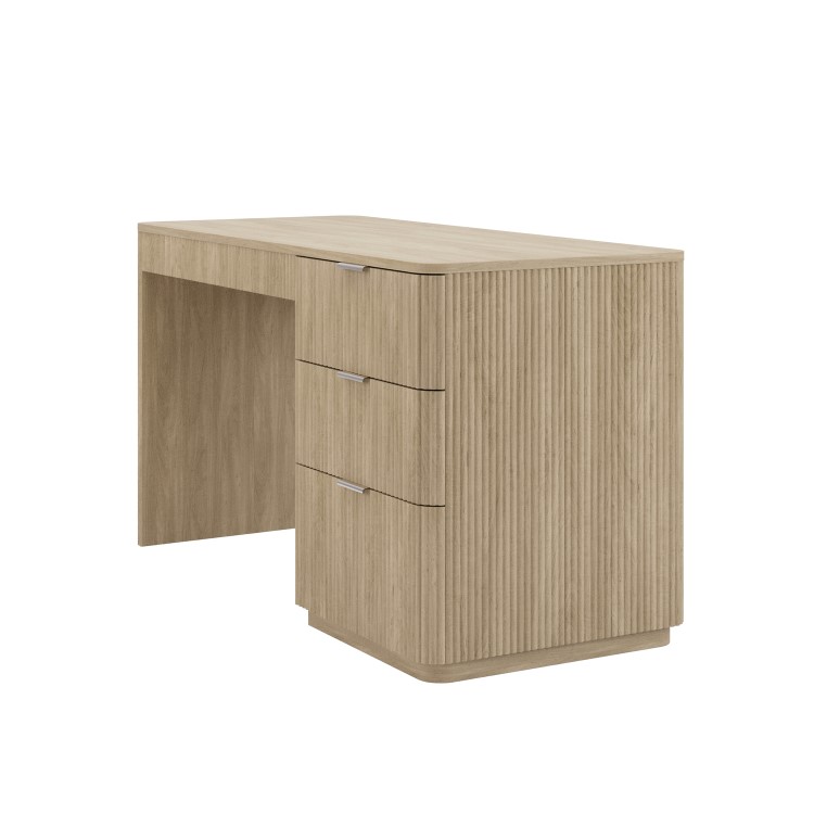 Light Oak Ribbed Office Desk with 3 Drawers - Valencia 