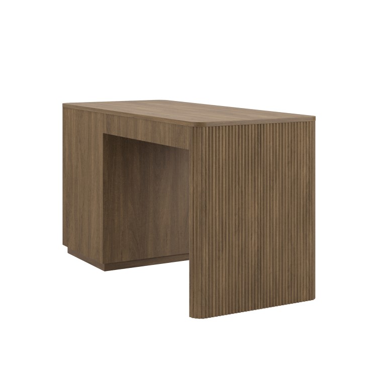 Dark Oak Ribbed Office Desk with 3 Drawers - Valencia