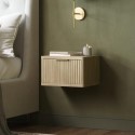 VLC031 Oak Ribbed Floating Bedside Table with Drawer - Valencia