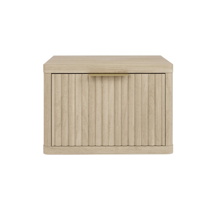 Oak Ribbed Floating Bedside Table with Drawer - Valencia