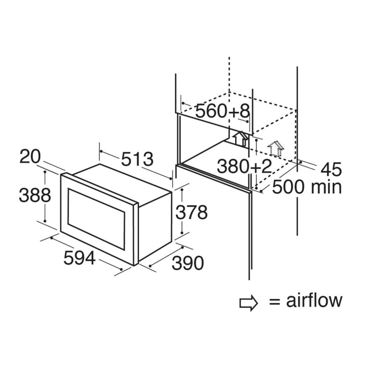 CDA Built-In 900W Microwave - Stainless Steel