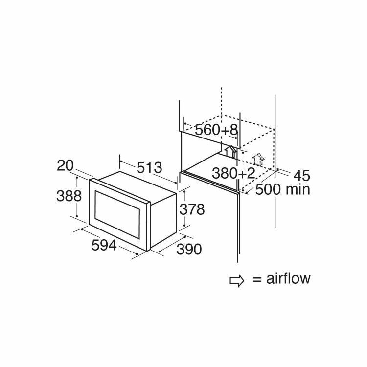 Refurbished CDA VM131SS Built In 25L 900W Microwave Stainless Steel