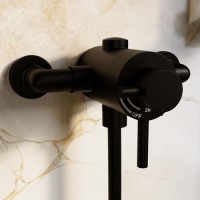 Black 1 Outlet Exposed Thermostatic Shower Valve - Volta