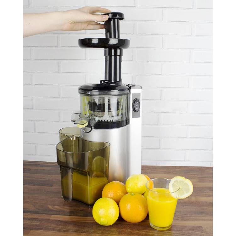 electriQ Premium Cold Press Vertical 150W Slow Juicer - Silver